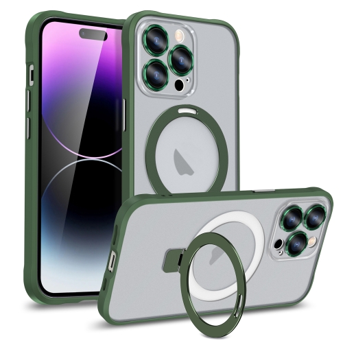 

For iPhone 14 Metal Eyes Series MagSafe Magnetic Holder Phone Case(Green)