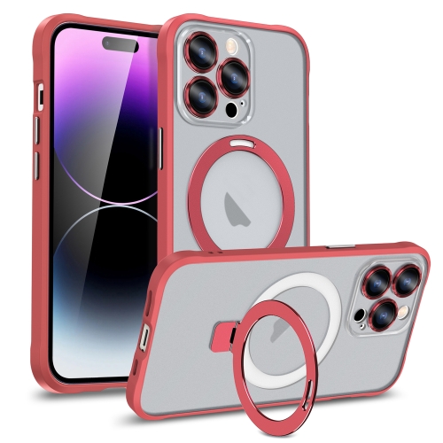 

For iPhone 12 Metal Eyes Series MagSafe Magnetic Holder Phone Case(Red)