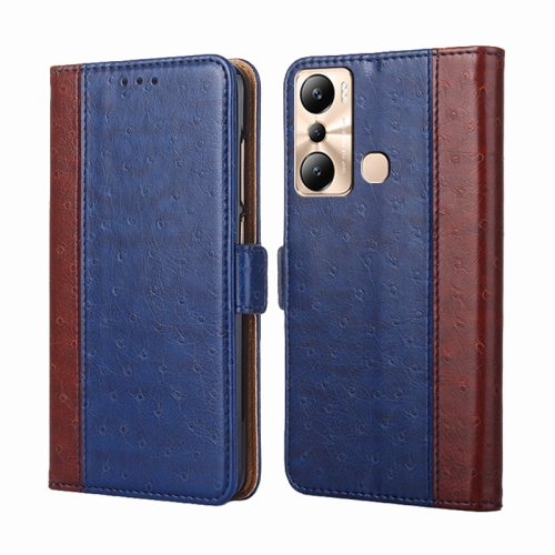 

For Infinix Hot 20i Ostrich Texture Flip Leather Phone Case(Blue)