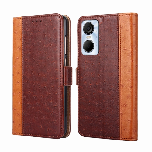 

For Tecno Pop 6 Pro Ostrich Texture Flip Leather Phone Case(Brown)