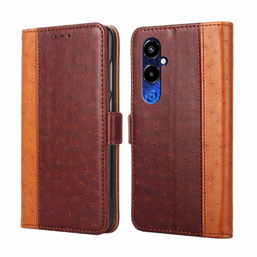 

For Tecno Pova 4 Pro Ostrich Texture Flip Leather Phone Case(Brown)