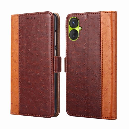 

For Tecno Spark 9 Pro Ostrich Texture Flip Leather Phone Case(Brown)