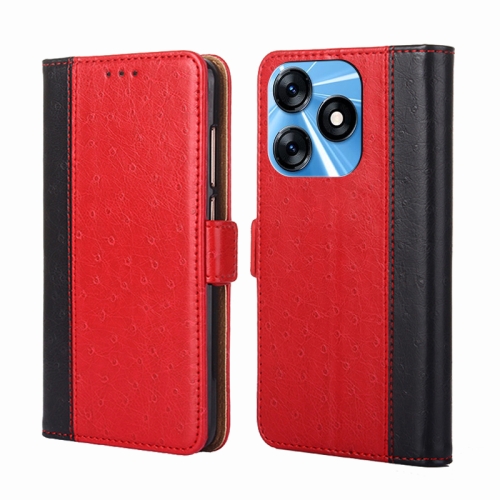 

For Tecno Spark 10 4G Ostrich Texture Flip Leather Phone Case(Red)