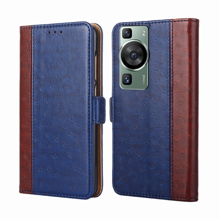 

For Huawei P60 / P60 Pro Ostrich Texture Flip Leather Phone Case(Blue)
