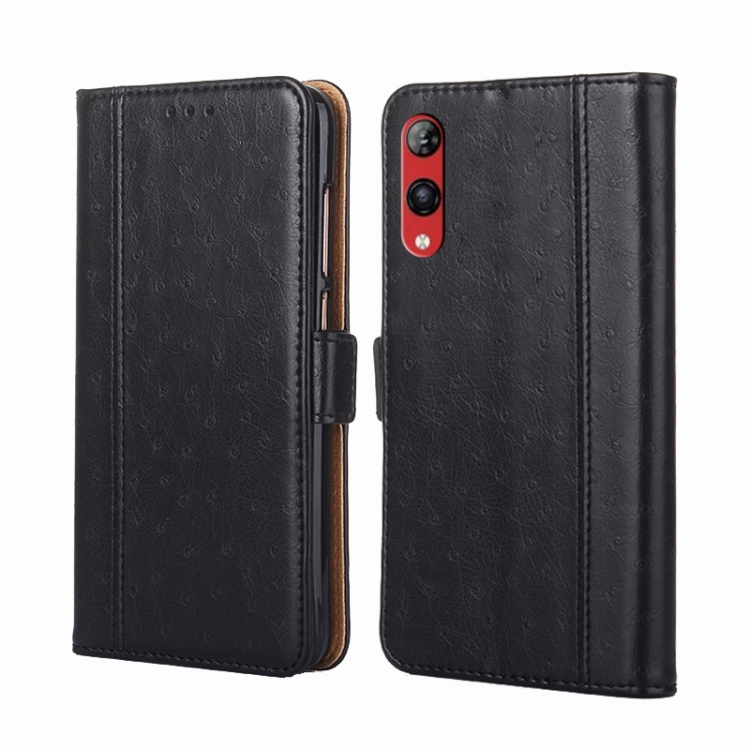

For Rakuten Hand 4G Ostrich Texture Flip Leather Phone Case(Black)