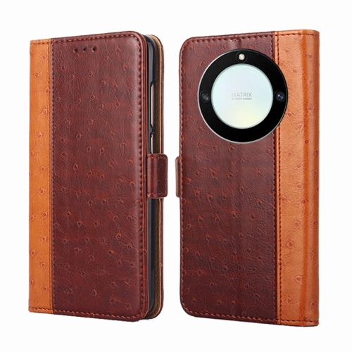 

For Honor X40 Ostrich Texture Flip Leather Phone Case(Brown)