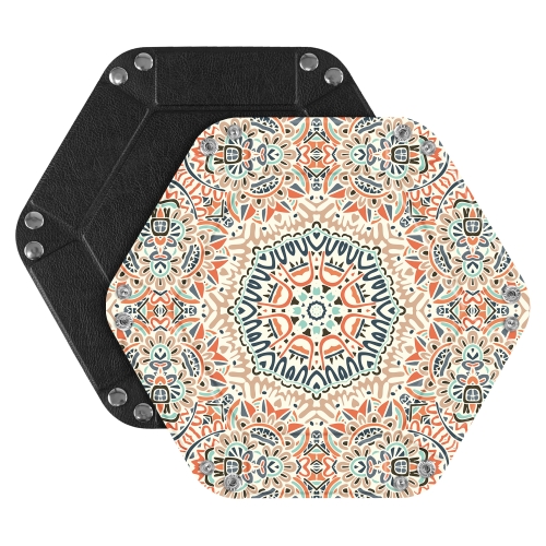 

Hexagonal Desktop PU Storage Box Sundries Tray, Size:7 inch(Bohemian Orange)