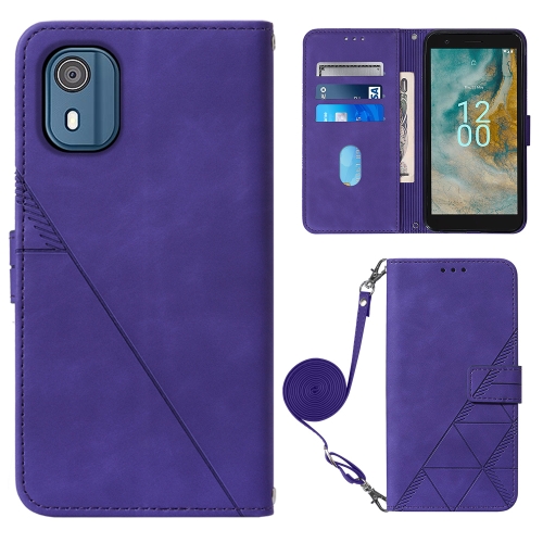 

For Nokia C02 TA-1522 Crossbody 3D Embossed Flip Leather Phone Case(Purple)
