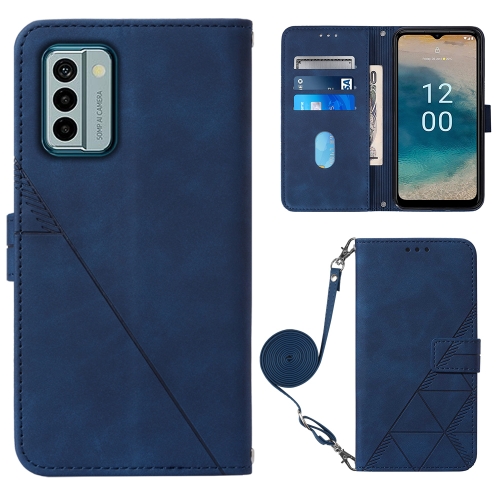 

For Nokia G22 Crossbody 3D Embossed Flip Leather Phone Case(Blue)