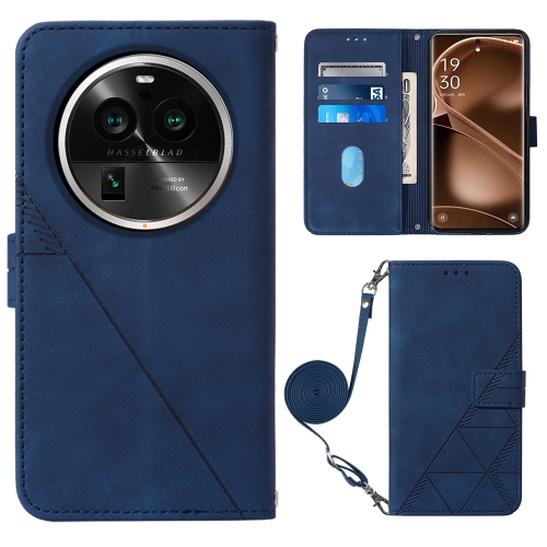 

For OPPO Find X6 Pro Crossbody 3D Embossed Flip Leather Phone Case(Blue)