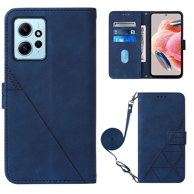 

For Xiaomi Redmi Note 12 4G Global Crossbody 3D Embossed Flip Leather Phone Case(Blue)