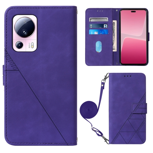 

For Xiaomi 13 Lite 5G Crossbody 3D Embossed Flip Leather Phone Case(Purple)