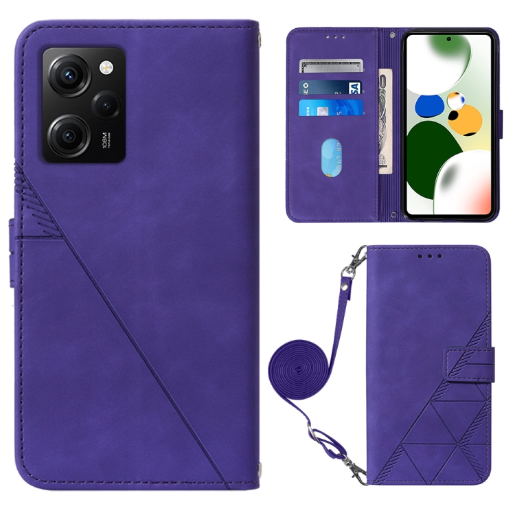 

For Xiaomi Poco X5 Pro 5G Crossbody 3D Embossed Flip Leather Phone Case(Purple)