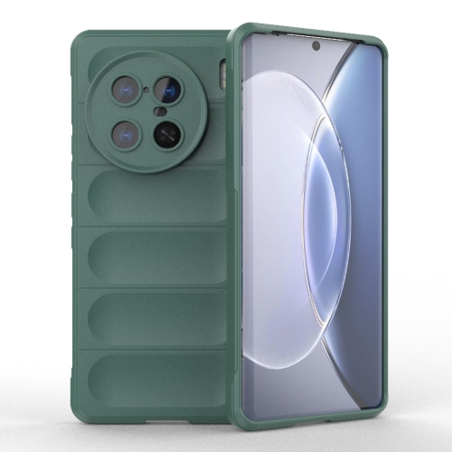 

For vivo X90 Pro 5G Magic Shield TPU + Flannel Phone Case(Dark Green)
