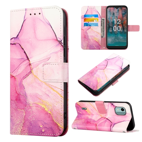 

For Nokia C12 PT003 Marble Pattern Flip Leather Phone Case(LS001)