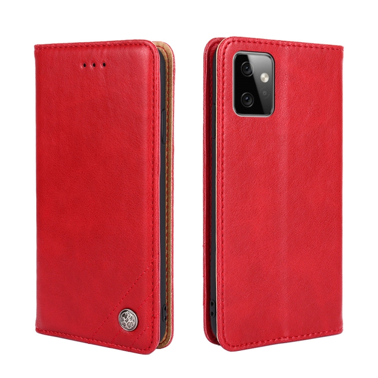 

For Motorola Moto G Power 2023 Non-Magnetic Retro Texture Leather Phone Case(Red)