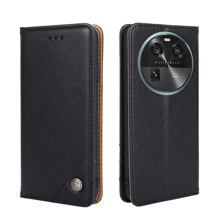 

For OPPO Find X6 5G Non-Magnetic Retro Texture Leather Phone Case(Black)