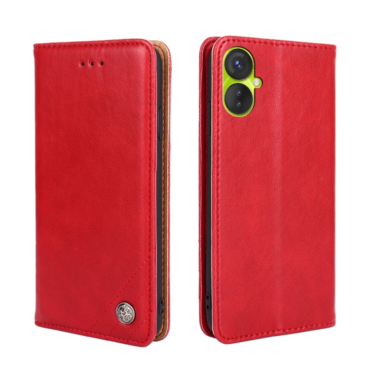 

For Tecno Spark 9 Pro Non-Magnetic Retro Texture Leather Phone Case(Red)