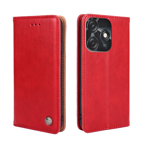 

For Tecno Spark 10C Non-Magnetic Retro Texture Leather Phone Case(Red)