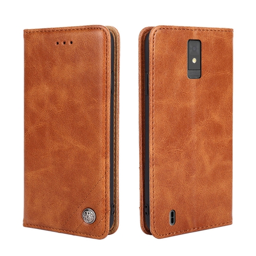 

For ZTE Blade A32 Non-Magnetic Retro Texture Leather Phone Case(Brown)