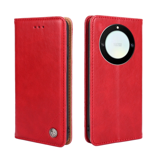 

For Honor X40 Non-Magnetic Retro Texture Leather Phone Case(Red)