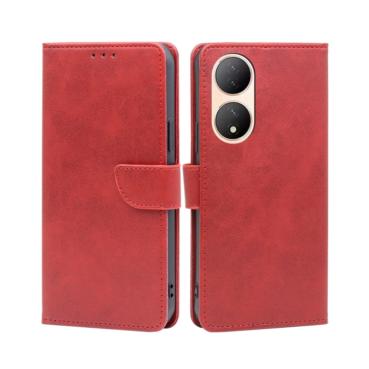 

For vivo Y100 5G Calf Texture Buckle Flip Leather Phone Case(Red)