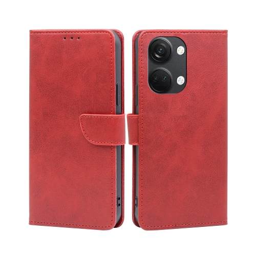 

For OnePlus Ace 2V 5G Calf Texture Buckle Flip Leather Phone Case(Red)