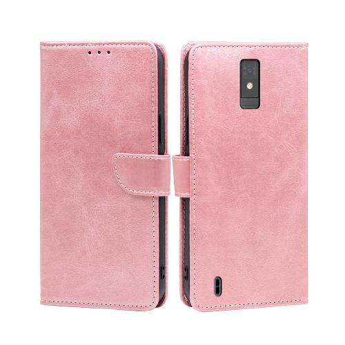 

For ZTE Blade A32 Calf Texture Buckle Flip Leather Phone Case(Rose Gold)