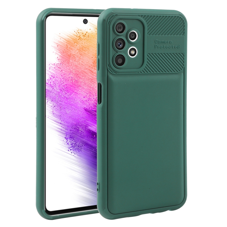 

For Samsung Galaxy A73 5G Twill Texture TPU Shockproof Phone Case(Green)