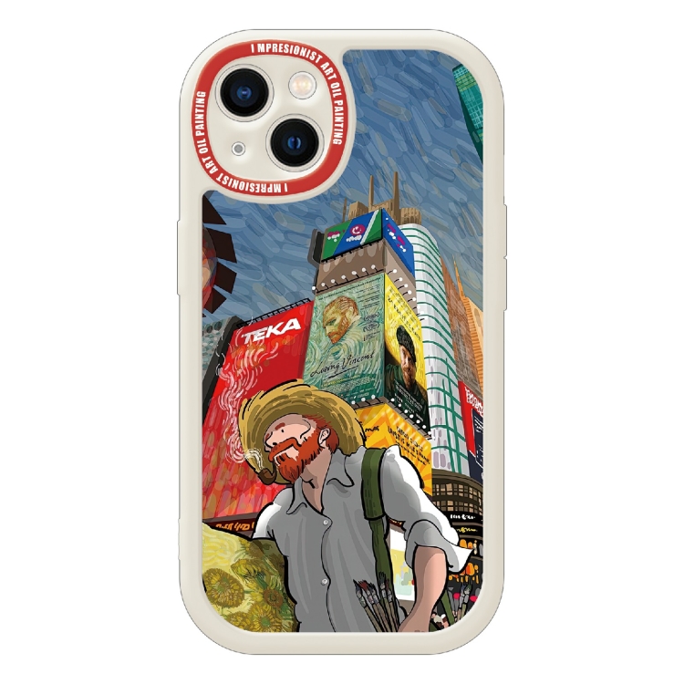 

For iPhone 14 Pro Oil Painting Pattern TPU Protective Phone Case(Street)