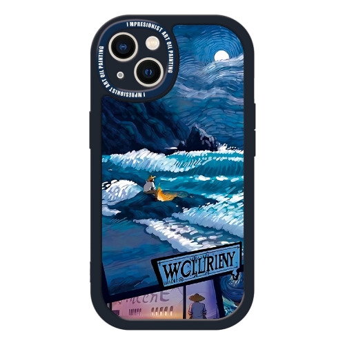 

For iPhone 13 Oil Painting Pattern TPU Protective Phone Case(Beach)