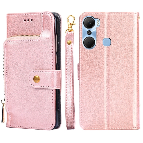 

For Infinix Hot 12 Pro Zipper Bag Leather Phone Case(Rose Gold)