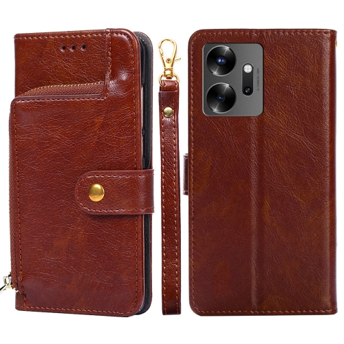 

For Infinix Zero 20 Zipper Bag Leather Phone Case(Brown)