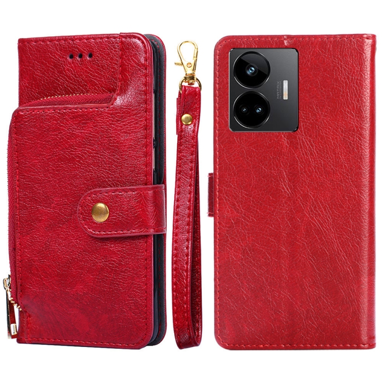 

For Realme GT Neo5 Zipper Bag Leather Phone Case(Red)