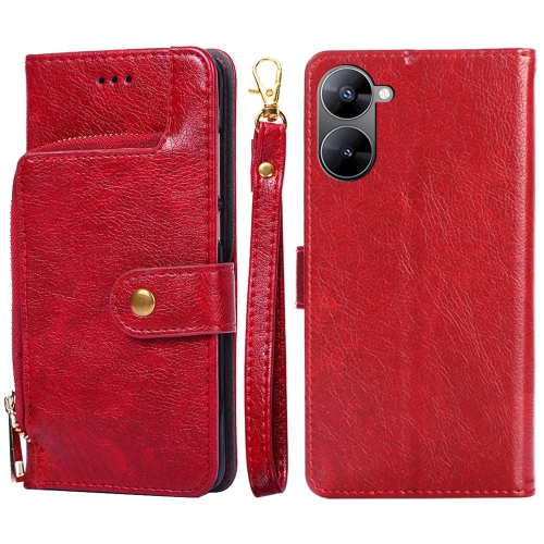 

For Realme V30 5G / V30T Zipper Bag Leather Phone Case(Red)