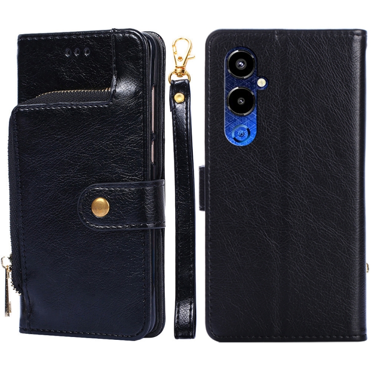 

For Tecno Pova 4 Pro Zipper Bag Leather Phone Case(Black)