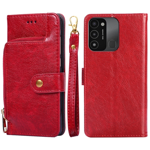 

For Tecno Spark 8C Zipper Bag Leather Phone Case(Red)