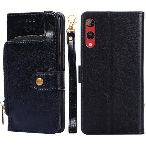 

For Rakuten Hand 4G Zipper Bag Leather Phone Case(Black)