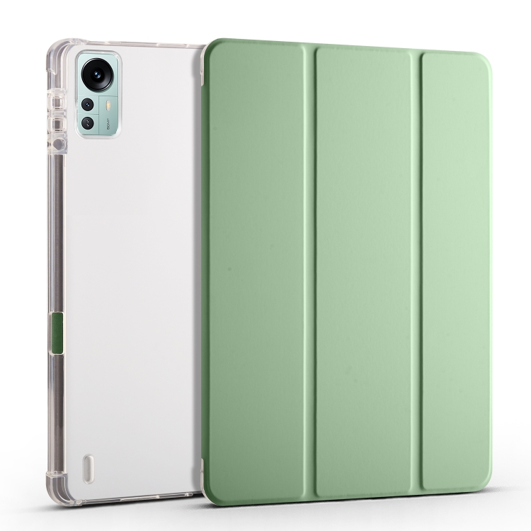 

For Xiaomi Pad 5 Pro 12.4 3-fold TPU Leather Tablet Case with Pen Slot(Matcha Green)