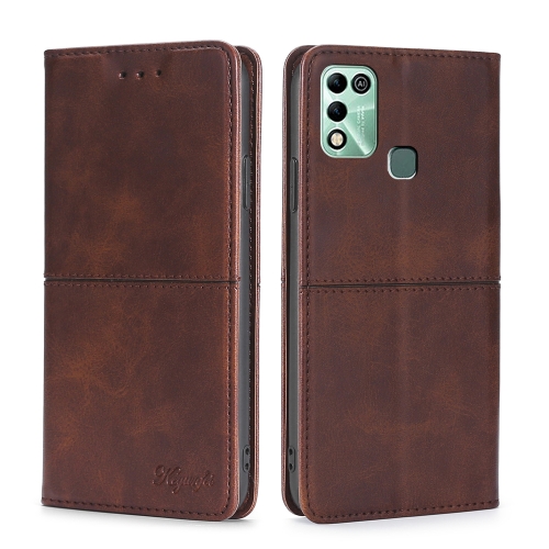 

For Infinix Hot 11 Play Cow Texture Magnetic Horizontal Flip Leather Phone Case(Dark Brown)