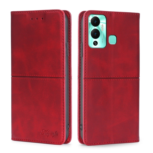 

For Infinix Hot 12 Play Cow Texture Magnetic Horizontal Flip Leather Phone Case(Red)