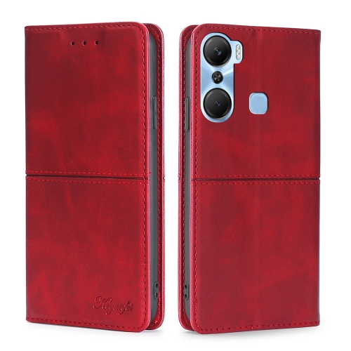 

For Infinix Hot 12 Pro Cow Texture Magnetic Horizontal Flip Leather Phone Case(Red)