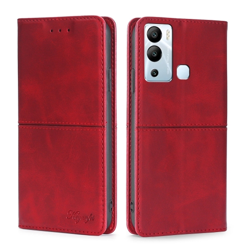 

For Infinix Hot 12i Cow Texture Magnetic Horizontal Flip Leather Phone Case(Red)