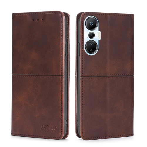 

For Infinix Hot 20S Cow Texture Magnetic Horizontal Flip Leather Phone Case(Dark Brown)