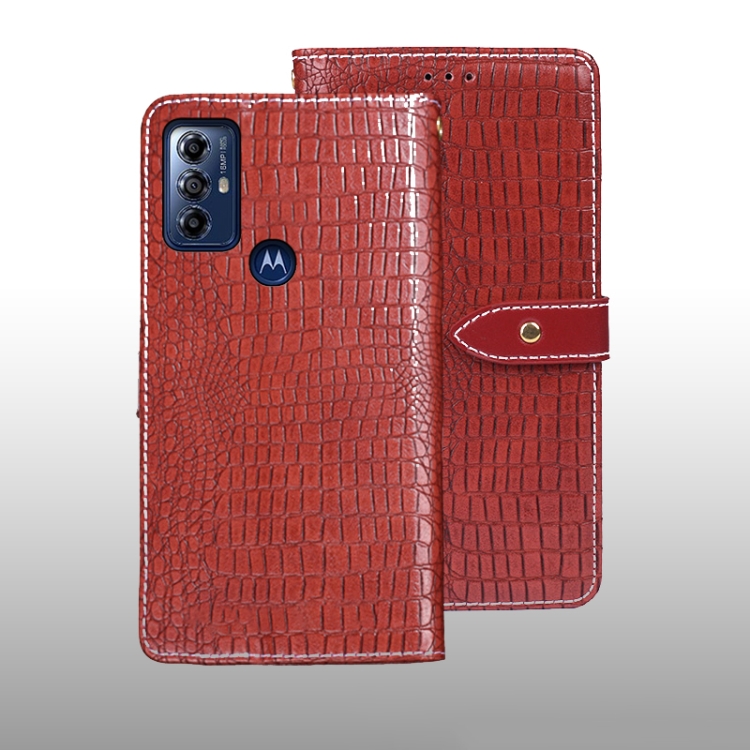 

For Motorola Moto G Play 2023 idewei Crocodile Texture Leather Phone Case(Red)