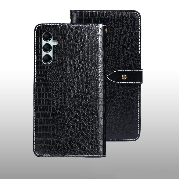 

For Samsung Galaxy M14 5G idewei Crocodile Texture Leather Phone Case(Black)