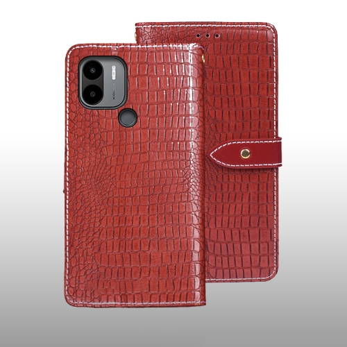 

For Xiaomi Poco C51 idewei Crocodile Texture Leather Phone Case(Red)