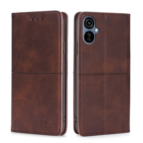 

For Tecno Camon 19 Neo Cow Texture Magnetic Horizontal Flip Leather Phone Case(Dark Brown)