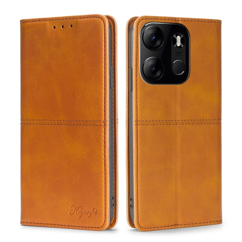 

For Tecno Spark Go 2023 / Pop 7 / Pop 7 Pro Cow Texture Magnetic Horizontal Flip Leather Phone Case(Light Brown)