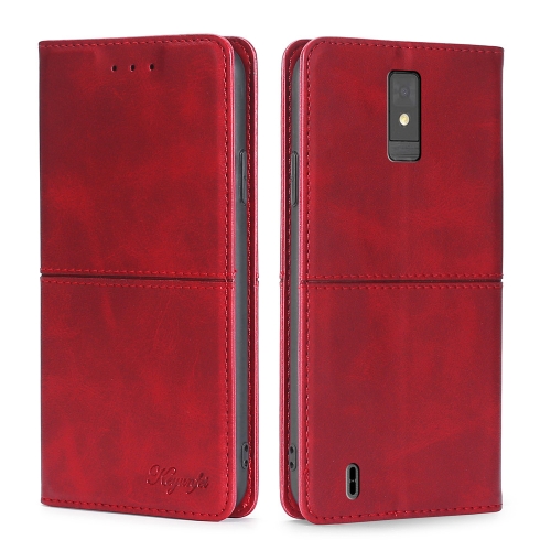 

For ZTE Blade A32 Cow Texture Magnetic Horizontal Flip Leather Phone Case(Red)